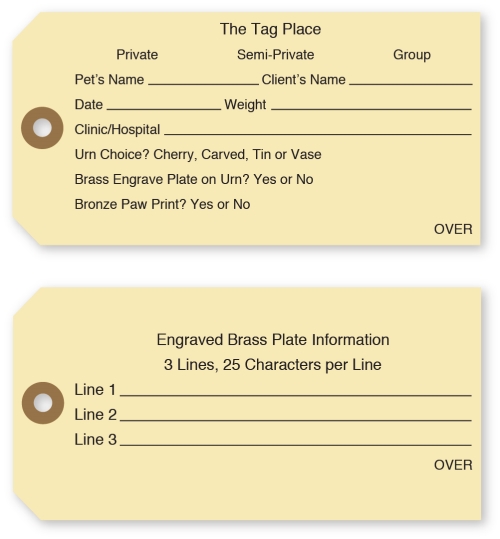 CREMATION CARD STOCK TAGS