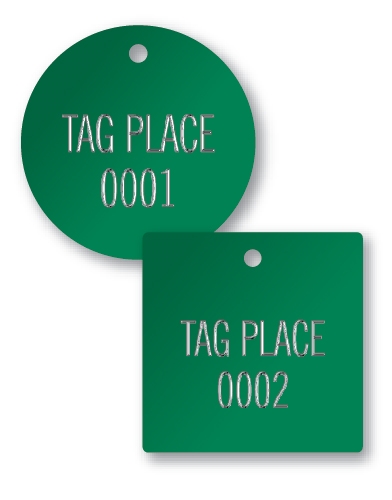 STAMPED COLORED ALUMINUM ROUND TAGS  