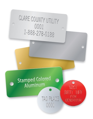 STAMPED COLORED ALUMINUM RECTANGLE TAGS 