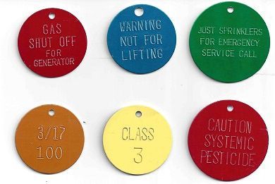 STAMPED COLORED ALUMINUM ROUND TAGS  