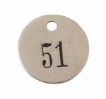 PRE-NUMBERED VALVE TAGS - 1 1/4 INCH ROUND ALUMINUM - 100