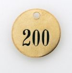 PRE-NUMBERED VALVE TAGS - 1 INCH BRASS ROUND - 1-100